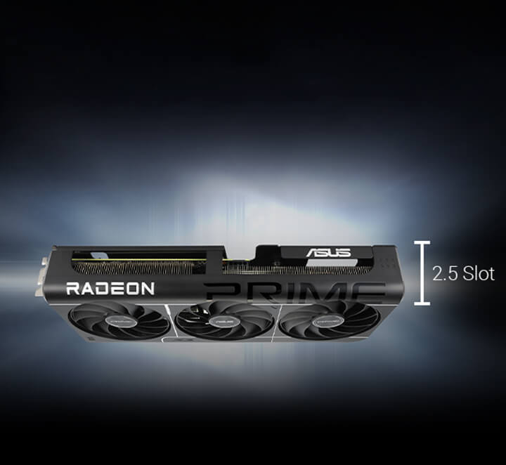 ASUS Prime Radeon RX 9060 XT 8GB side profile showing its slot design
