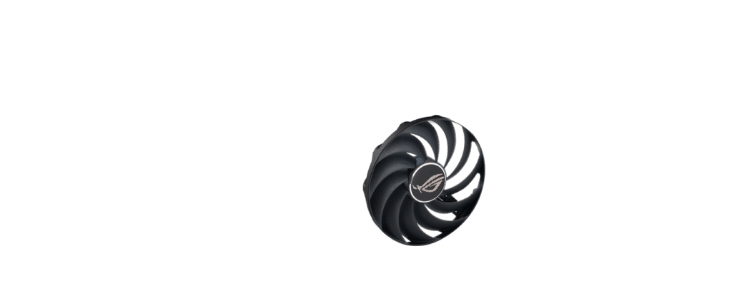 Close-up of an Axial-tech cooling fan used on the ASUS ROG Strix GeForce RTX 4070 Ti Super