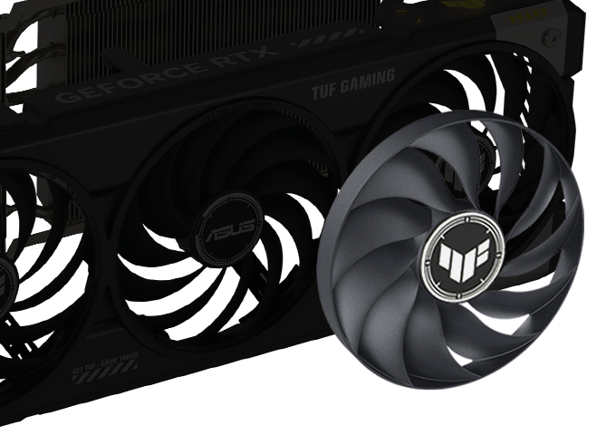 Exploded view of an Axial-tech cooling fan used on the ASUS TUF Gaming GeForce RTX 5060 Ti 8GB
