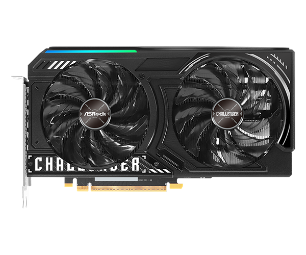Rear view of the ASRock Intel Arc B570 Challenger 10GB OC showing the metal backplate