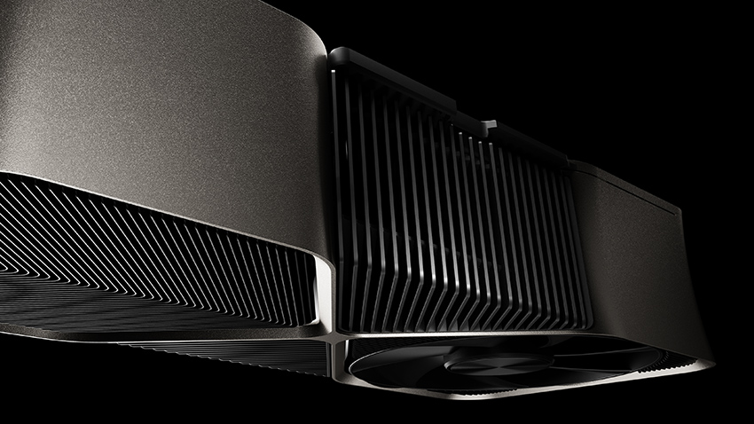 NVIDIA GeForce RTX 4090 Founders Edition graphics card viewed from the side